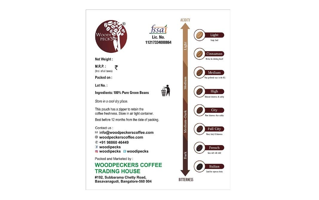 Woodi Peck's Green Coffee Beans, Wayanaad   Box  200 grams